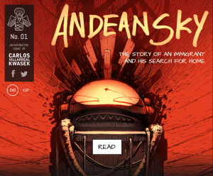 Title page "Andean Sky" with subtitle "The story of an immigrant his search for home"