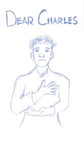 Title 'Dear Charles' over a man holding his heart in a meditative stance